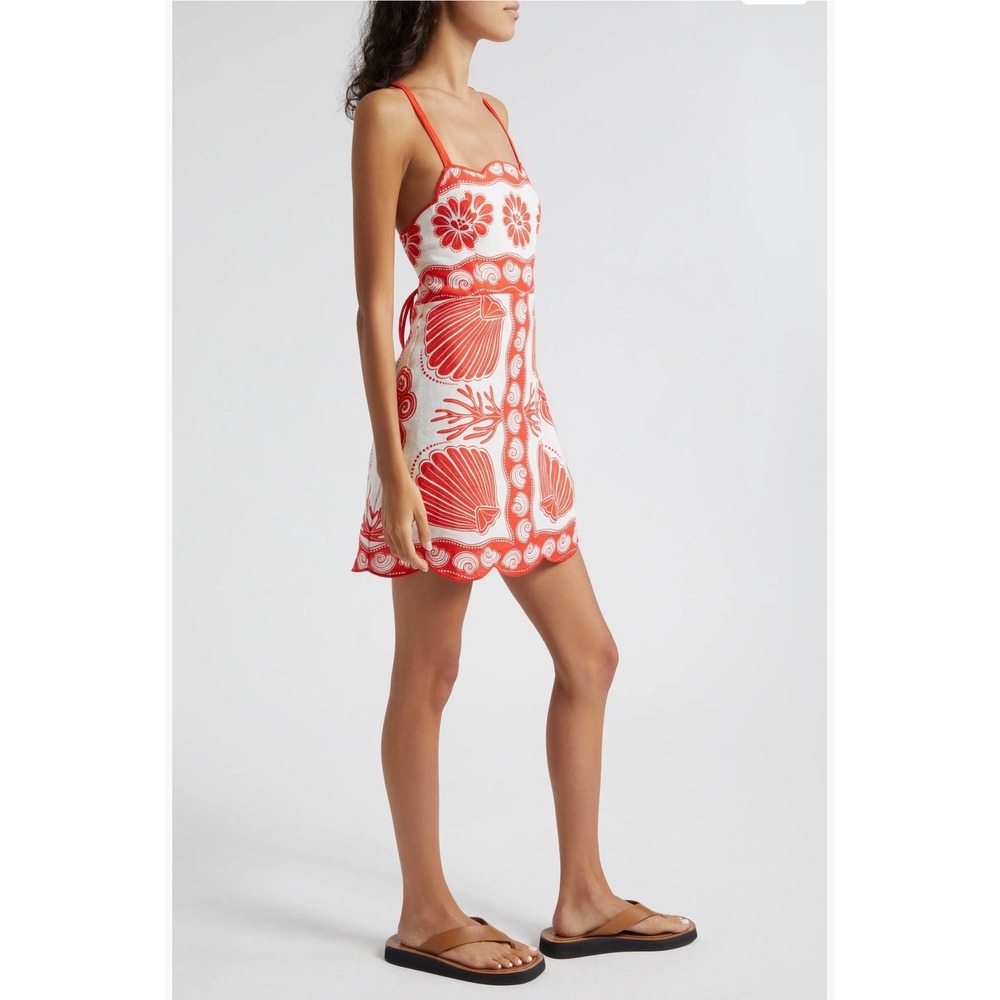 FARM RIO Ainika Shell Print Linen Minidress SZ M NWT $190 - Picture 3 of 12
